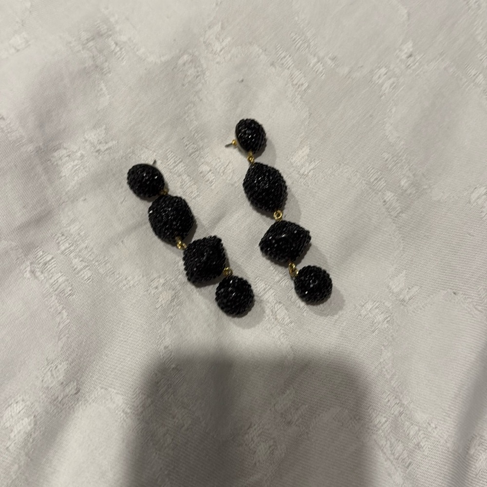 J. Crew black rhinestone Bubble  Drop Earrings